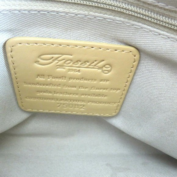 Vintage FOSSIL Tan Woven Leather Shoulder Bag Key Charm Zipper Handbag Purse - Picture 9 of 12